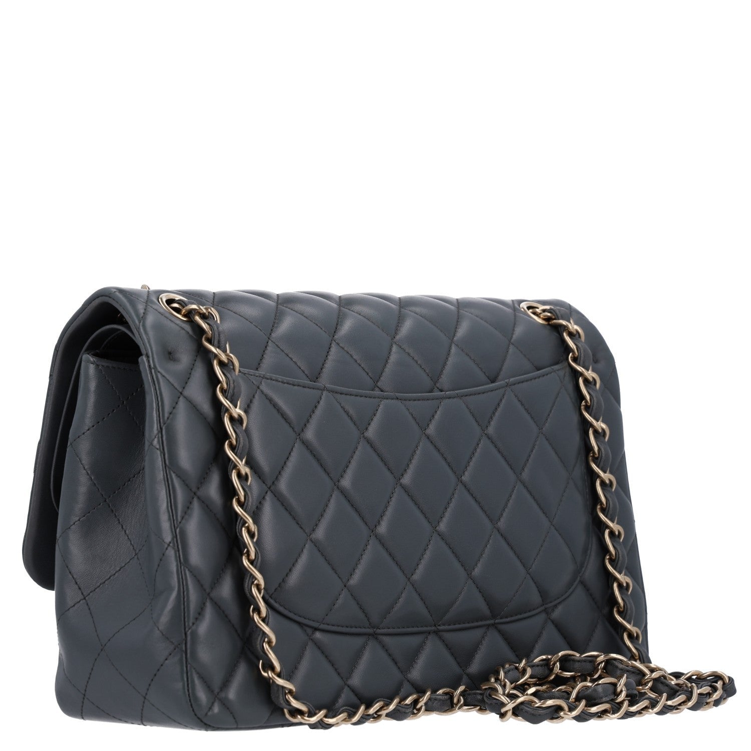 Chanel Lambskin Quilted Jumbo Double Flap Dark Grey