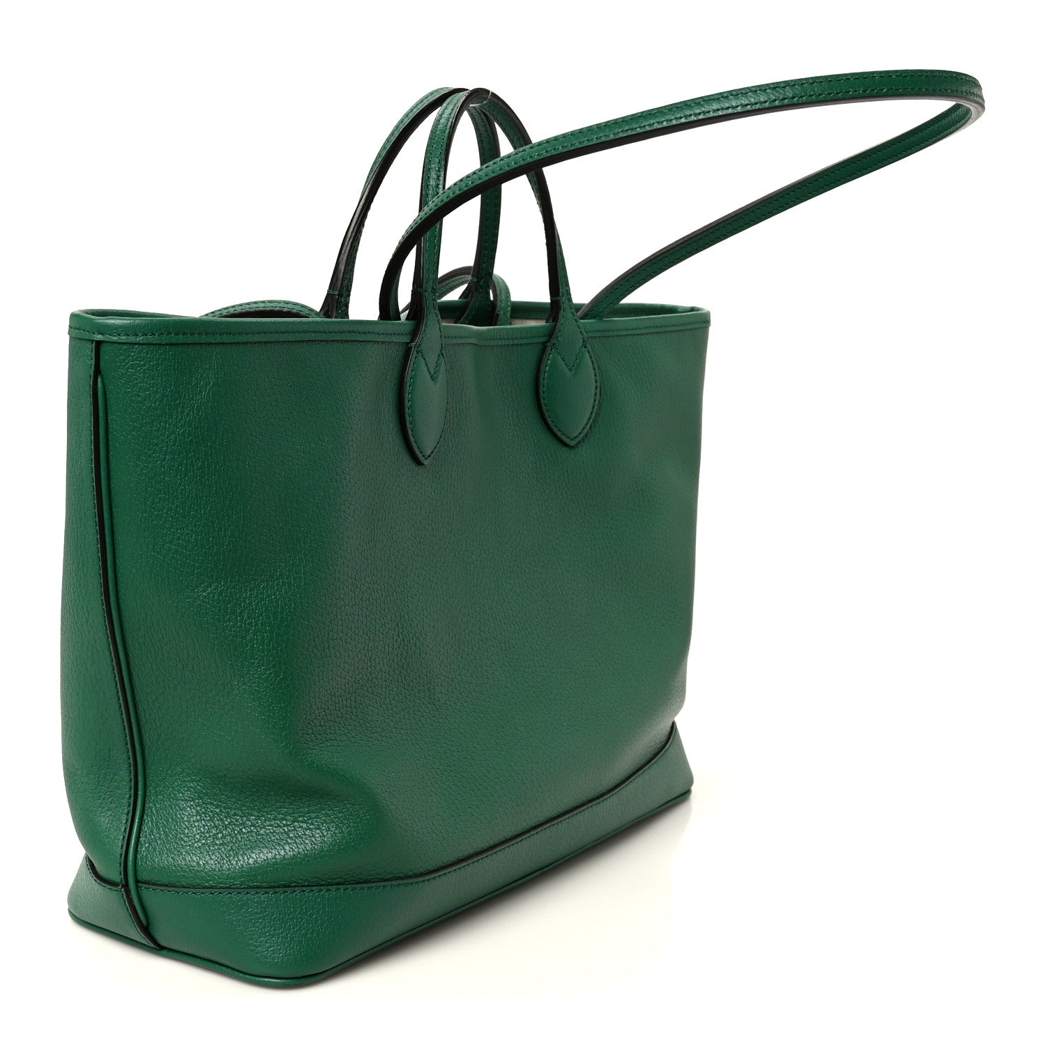 Gucci Textured Dollar Calfskin Medium Ophidia Shoulder Tote Bag Green
