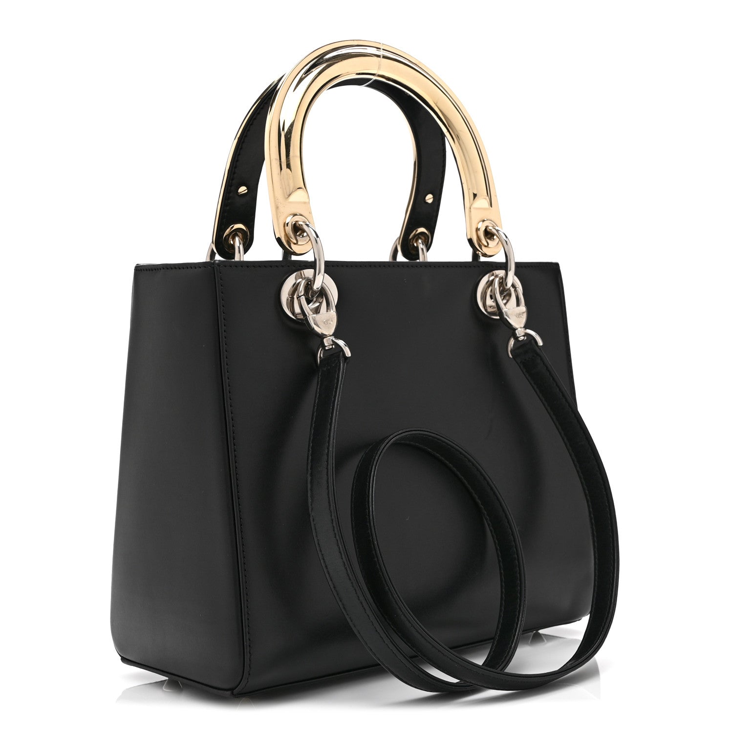 Dior Smooth Calfskin Embroidered Beaded Floral Medium Lady Dior Black