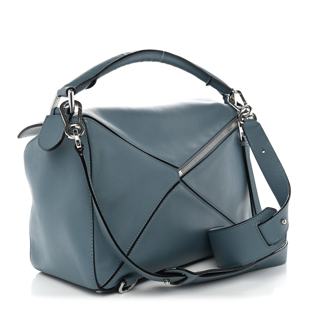 Loewe Calfskin Medium Puzzle Bag Stone Blue