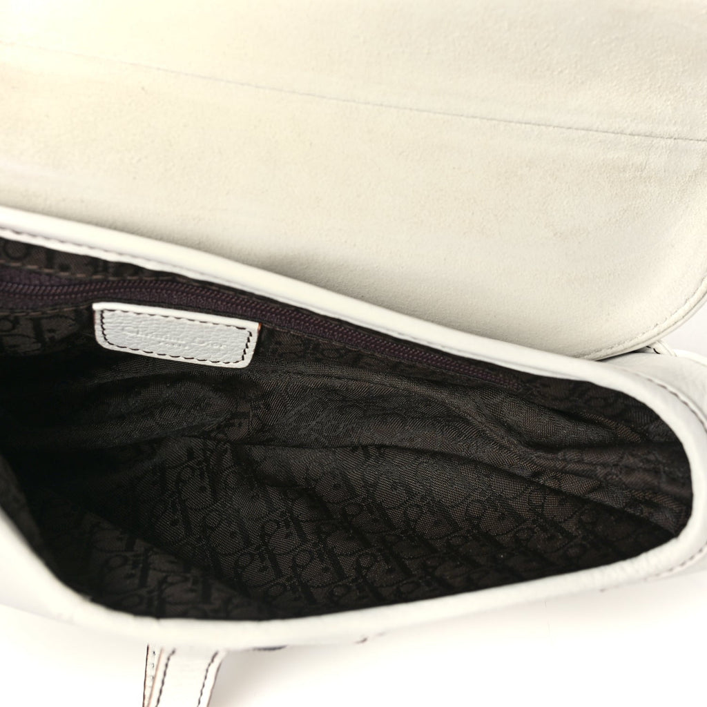 Dior Calfskin Saddle Bag White