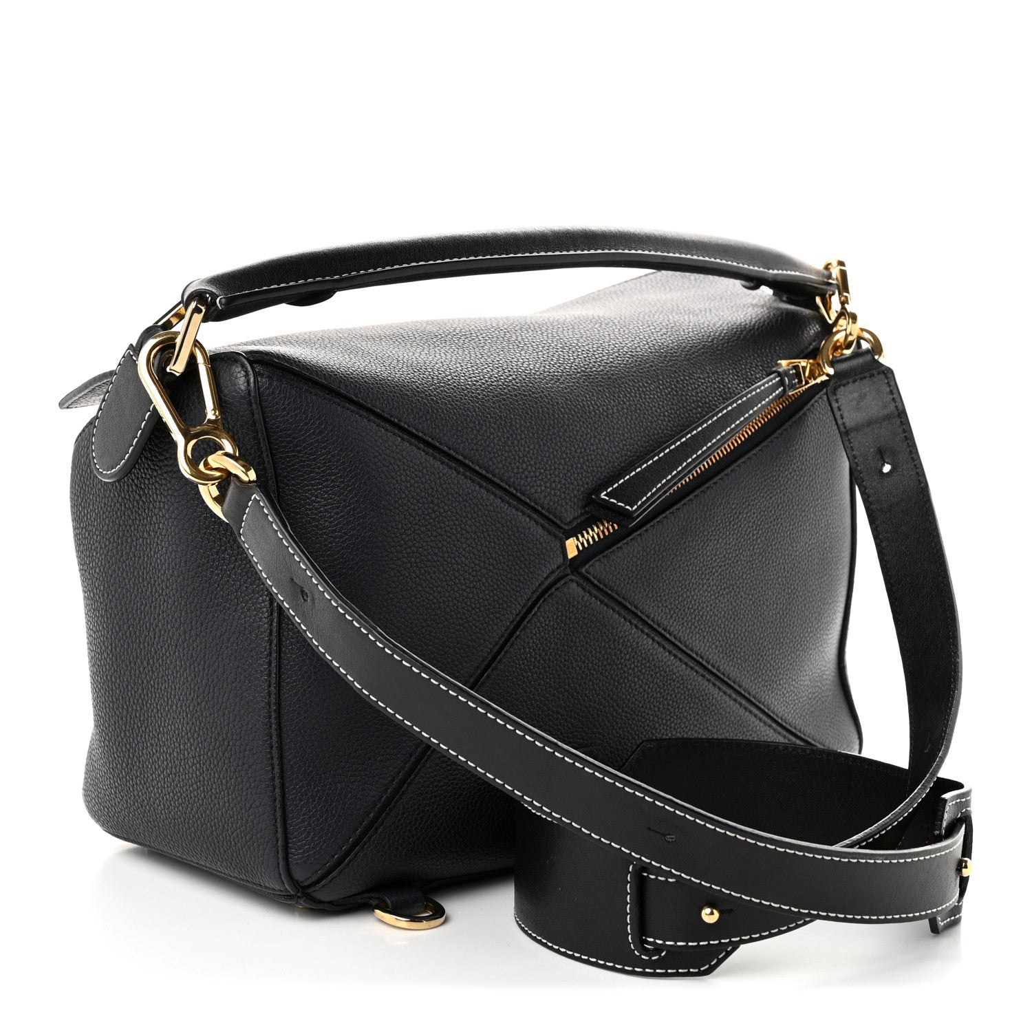 Loewe Calfskin Medium Puzzle Bag Midnight Blue Black