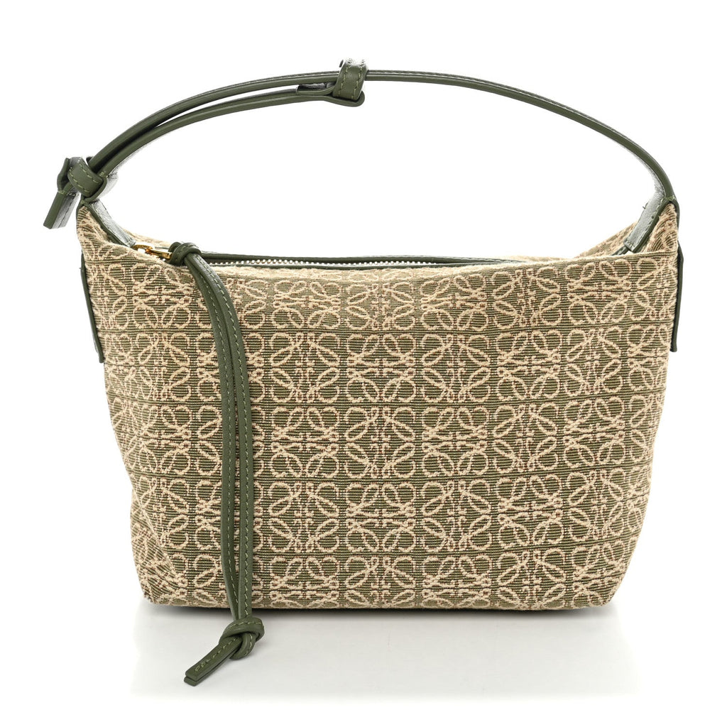 Loewe Jacquard Anagram Calfskin Small Cubi Bag Avocado Green