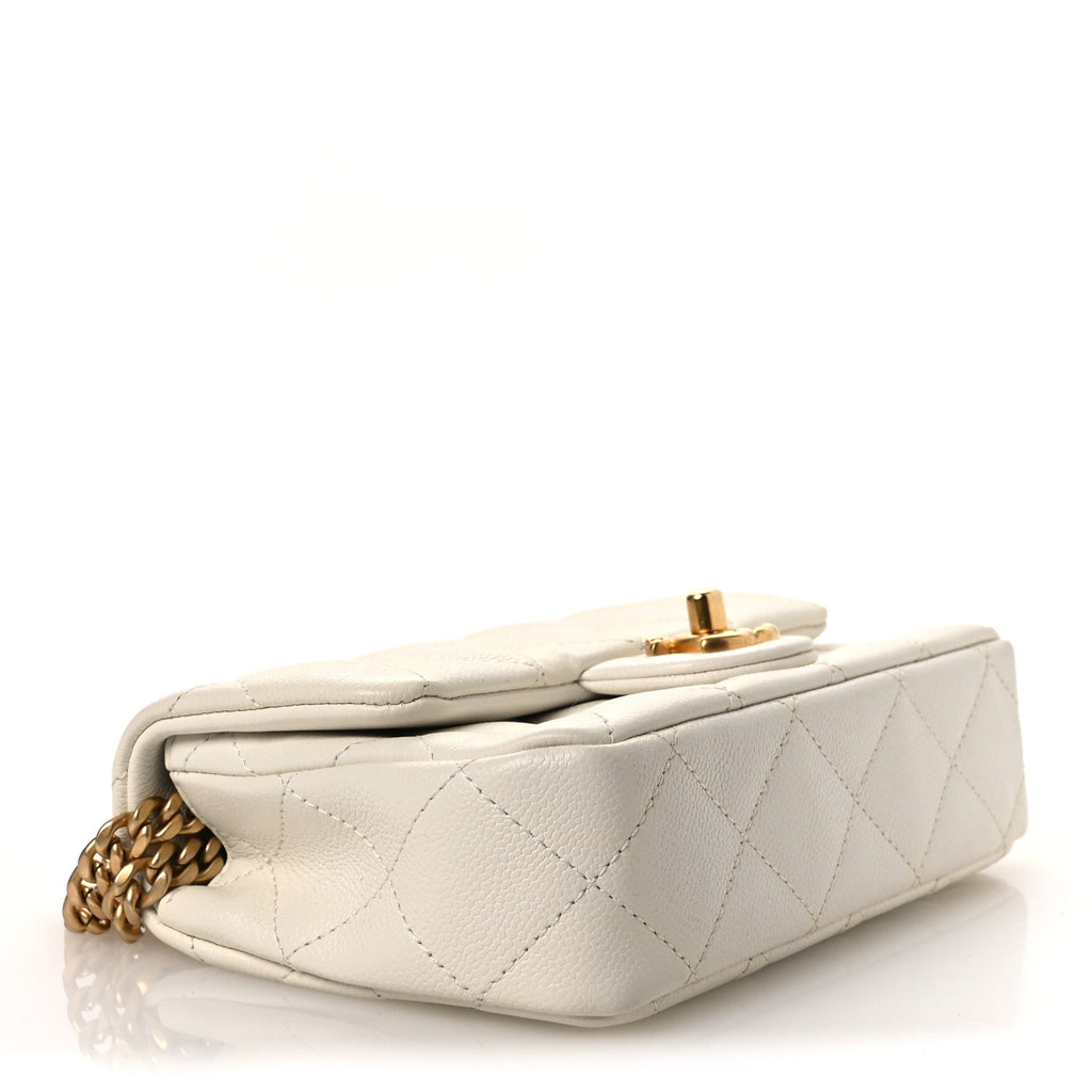 Chanel Caviar Quilted Mini Sweetheart Rectangular Flap White