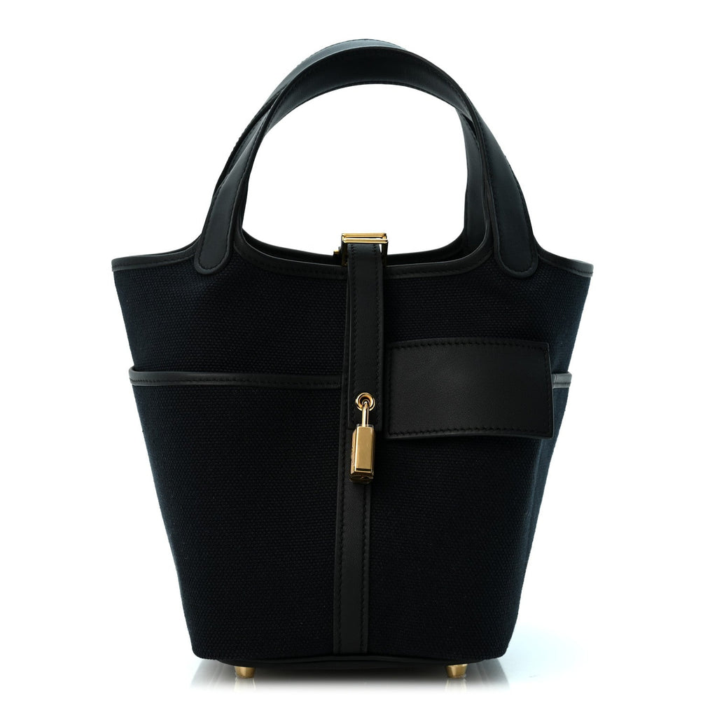 Hermès Toile Goeland Swift Cargo Picotin Lock 18 Black