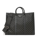 Gucci GG Supreme Monogram Textured Dollar Calfskin Large Ophidia Tote Bag Grey Black Graphite Grey