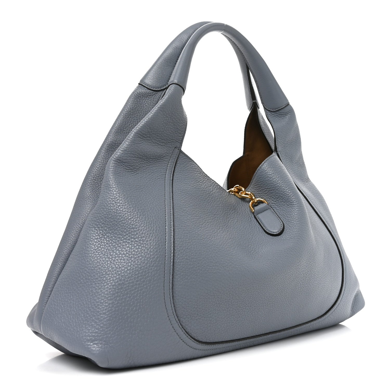 Gucci Grained Calfskin Softbit Maxi Shoulder Bag Foggy Grey
