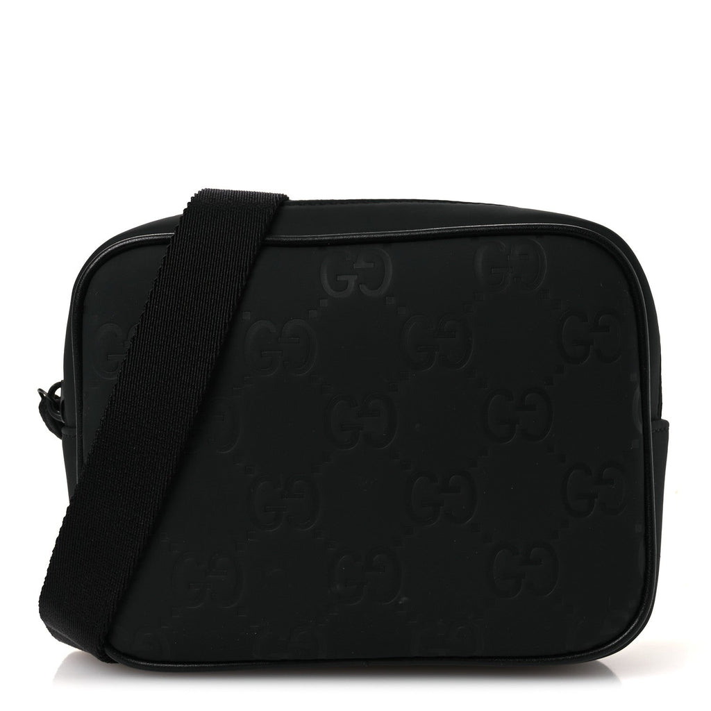 Gucci Rubber Effect Monogram GG Crossbody Bag Black