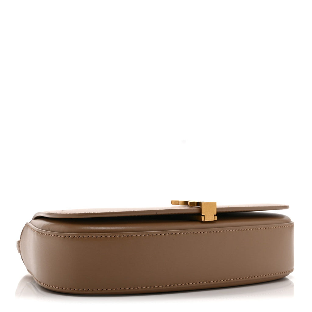 Saint Laurent Box Calfskin Mini Voltaire Shoulder Bag Dark Cork