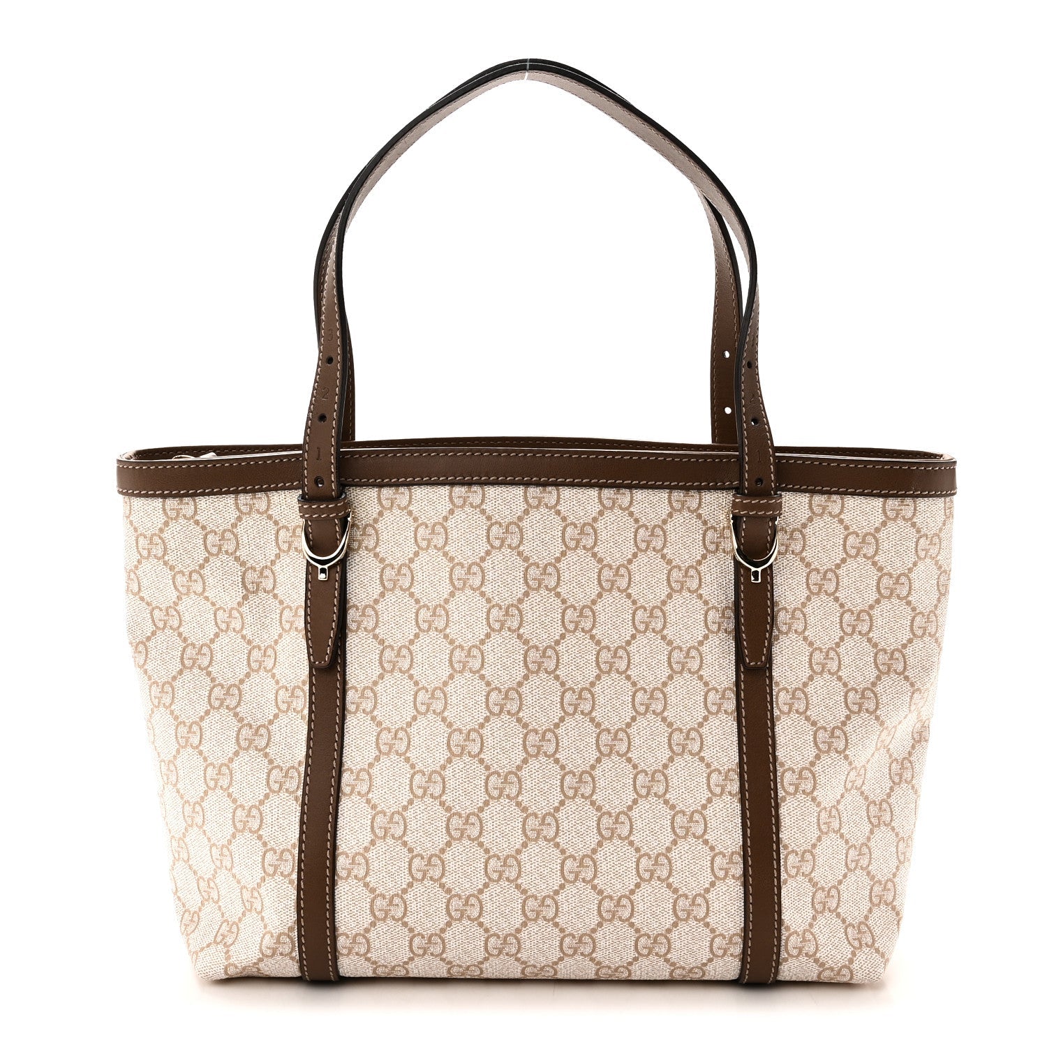 Gucci GG Supreme Monogram Calfskin Small Nice Tote New Mystic White Beige Brown