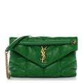 Saint Laurent Lambskin Quilted Small Loulou Puffer Monogram Chain Satchel New Vert