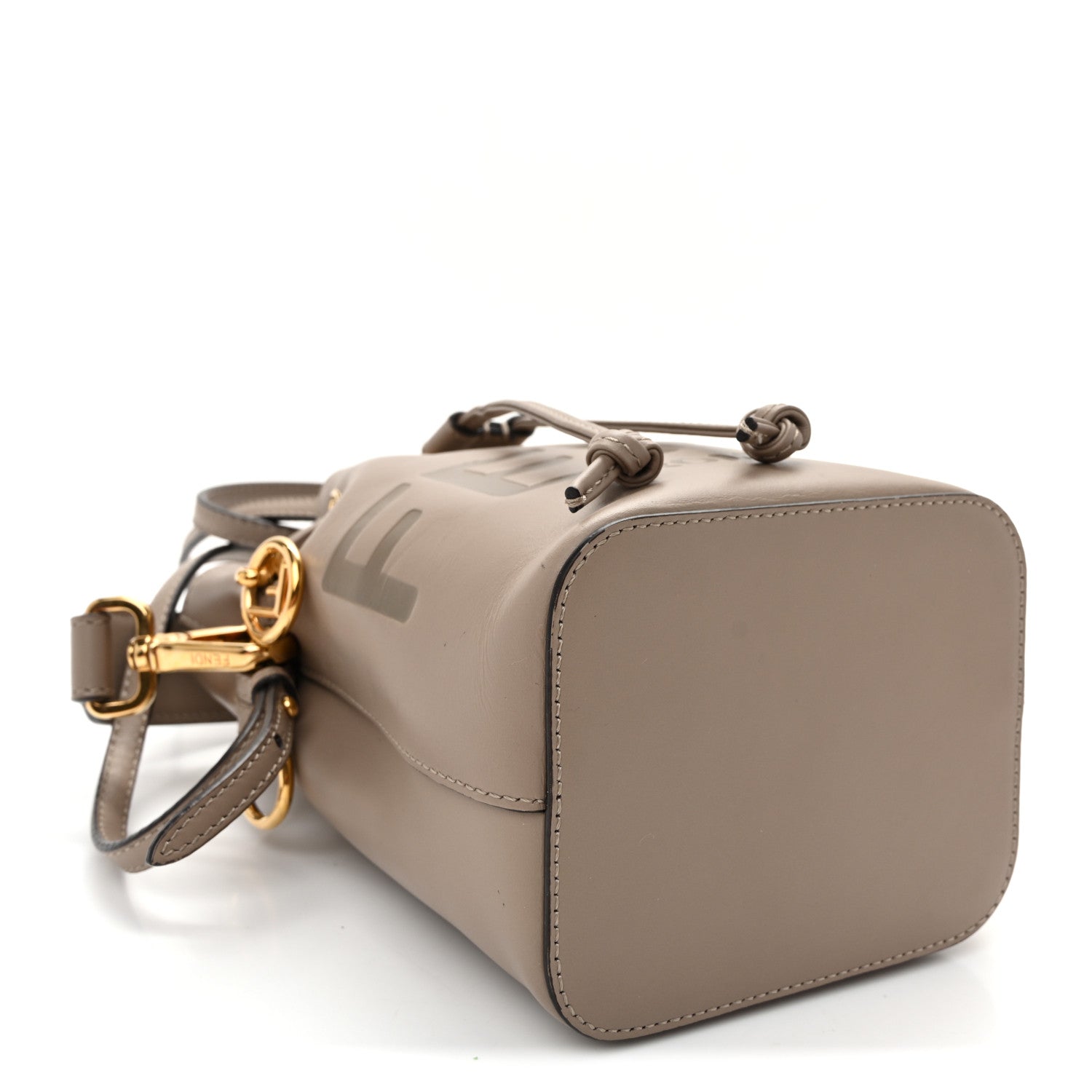 Fendi Vitello King F is Fendi Logo Embossed Mini Mon Tresor Bucket Bag Tortora