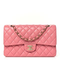 Chanel Caviar Quilted Medium Double Flap Pink