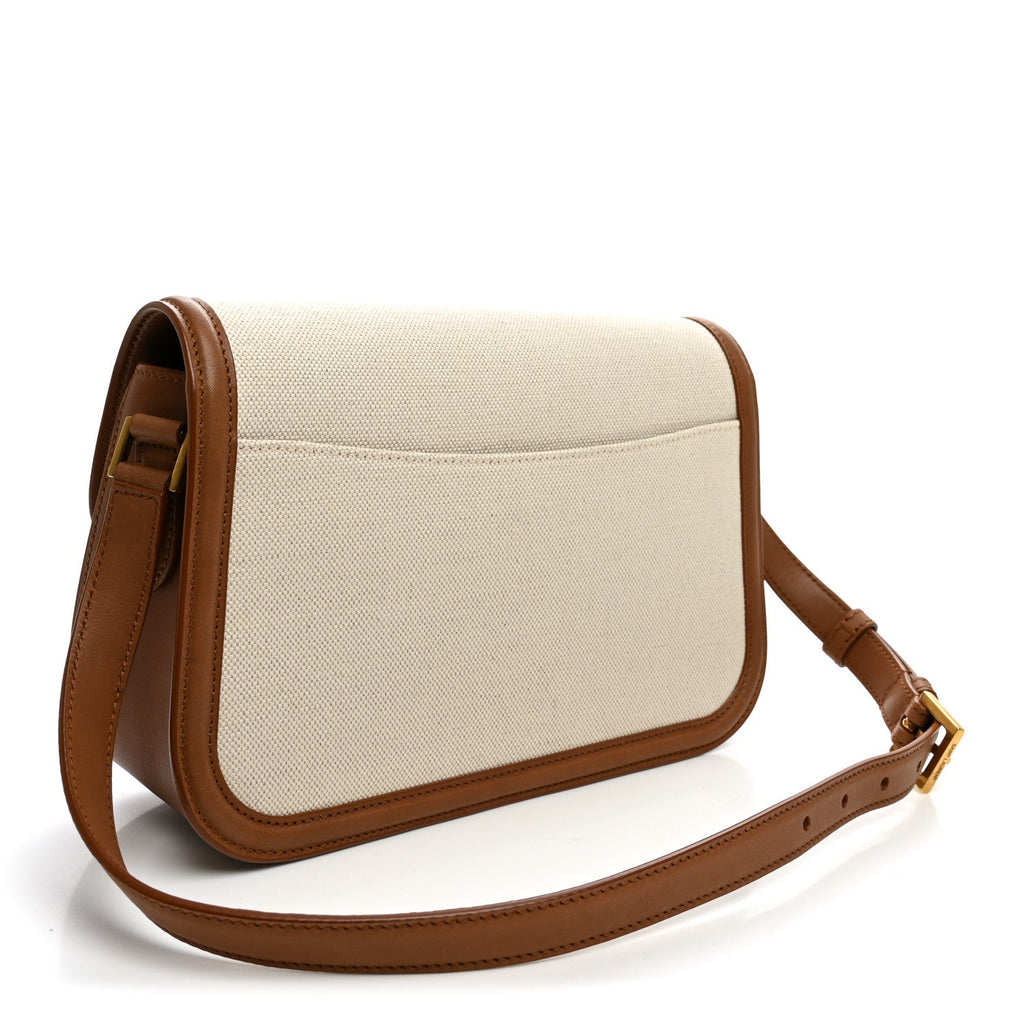 Saint Laurent Linen Calfskin Monogram Small Solferino Satchel Greggio Brick