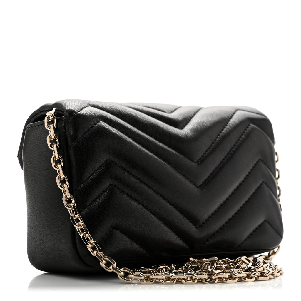Gucci Lambskin Matelasse Mini GG Marmont Shoulder Bag Black