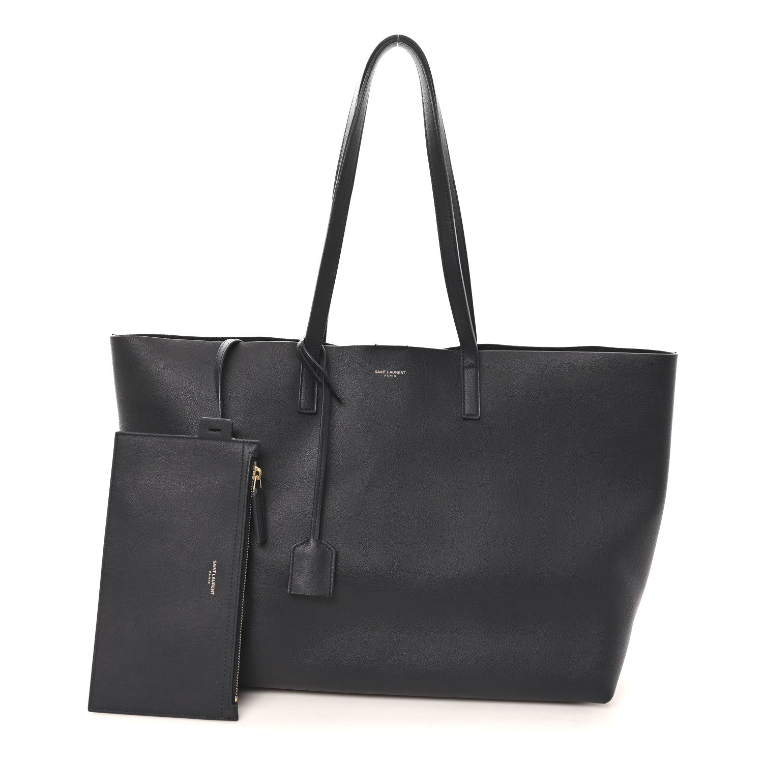Saint Laurent Calfskin Large Shopping Tote Navy