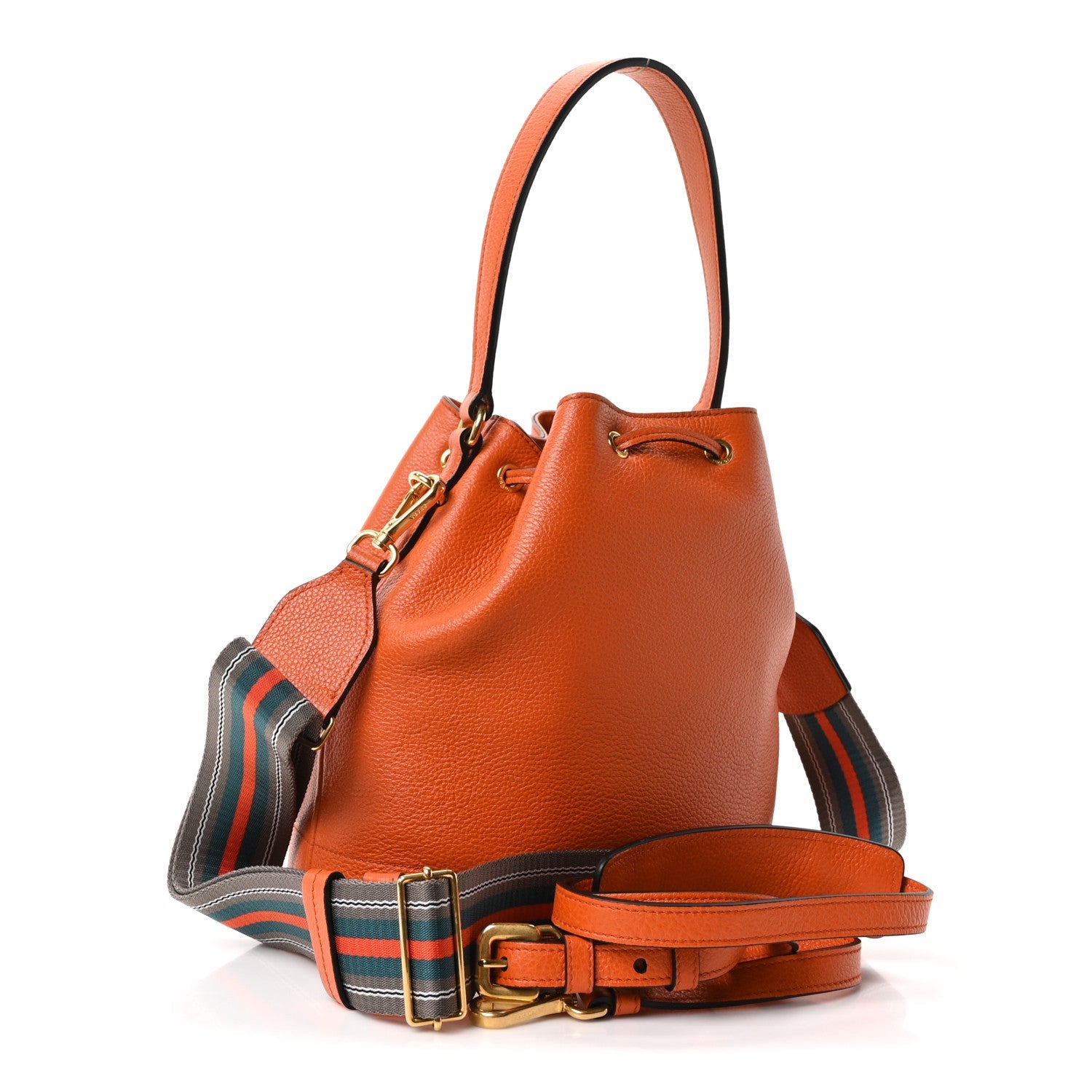 Prada Vitello Daino Bucket Bag Papaya