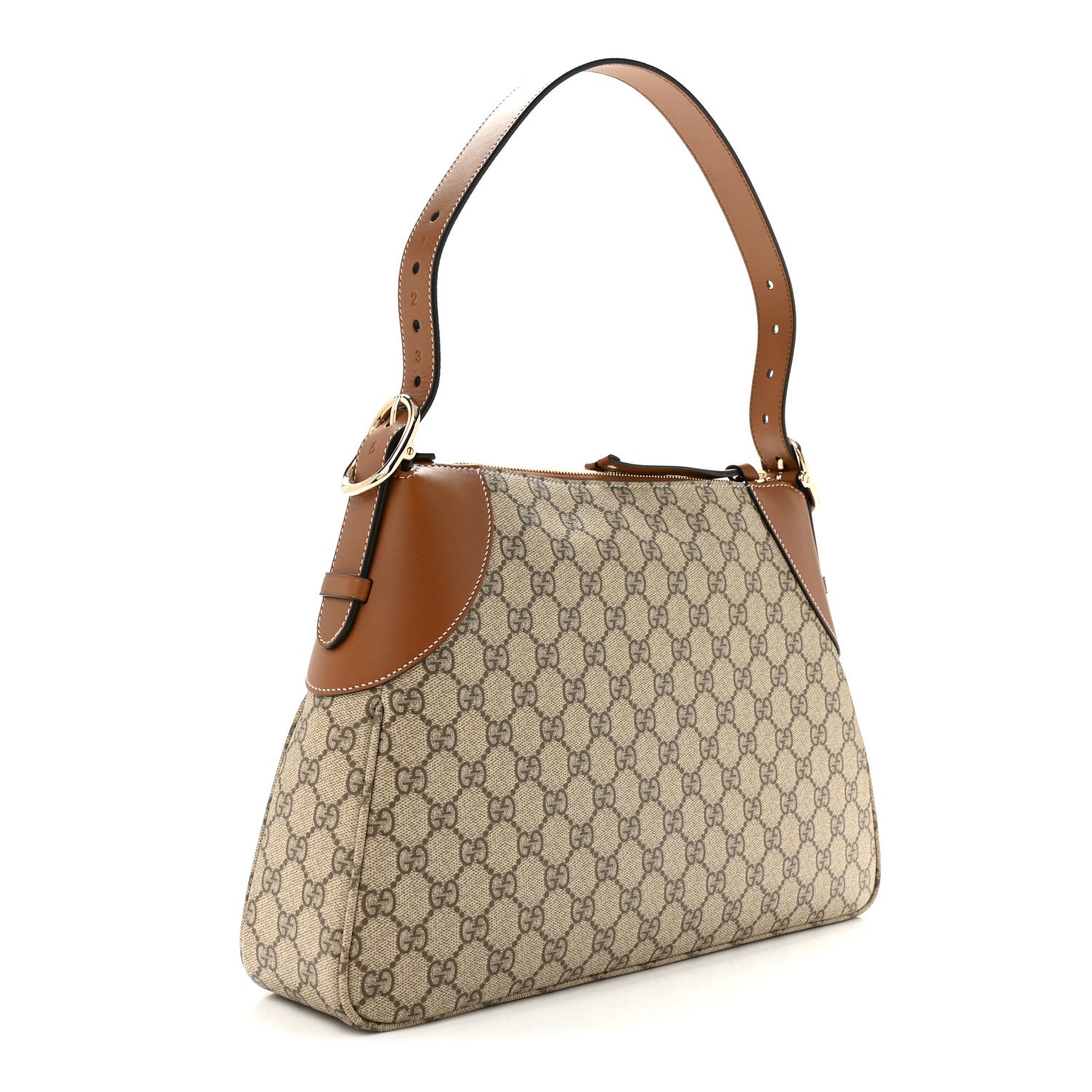 Gucci GG Supreme Monogram Emblem Medium Shoulder Bag Beige Ebony Sundial