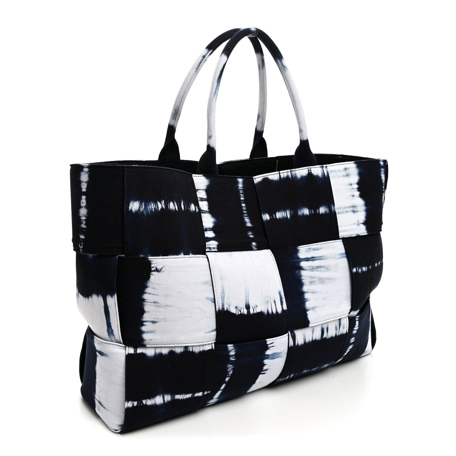 Bottega Veneta Denim Tie Dye Maxi Intrecciato Large Arco Tote Navy White