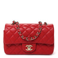 Chanel Lambskin Quilted Mini Rectangular Flap Red