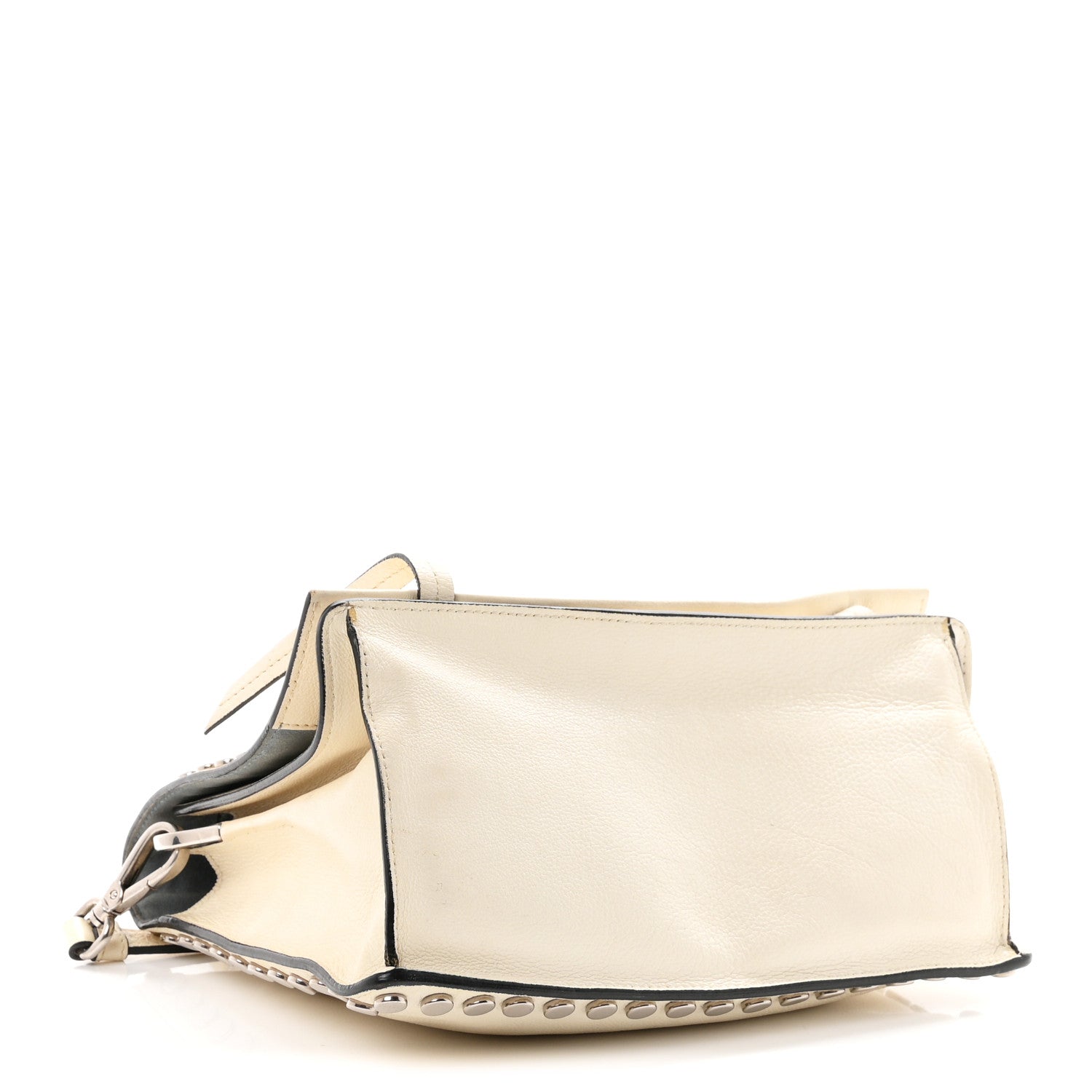 Prada Glace Calf Studded Etiquette Flap Bianco Astra