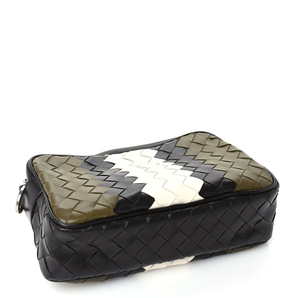 Bottega Veneta Calfskin Intrecciato Small Camera Bag Green Black White