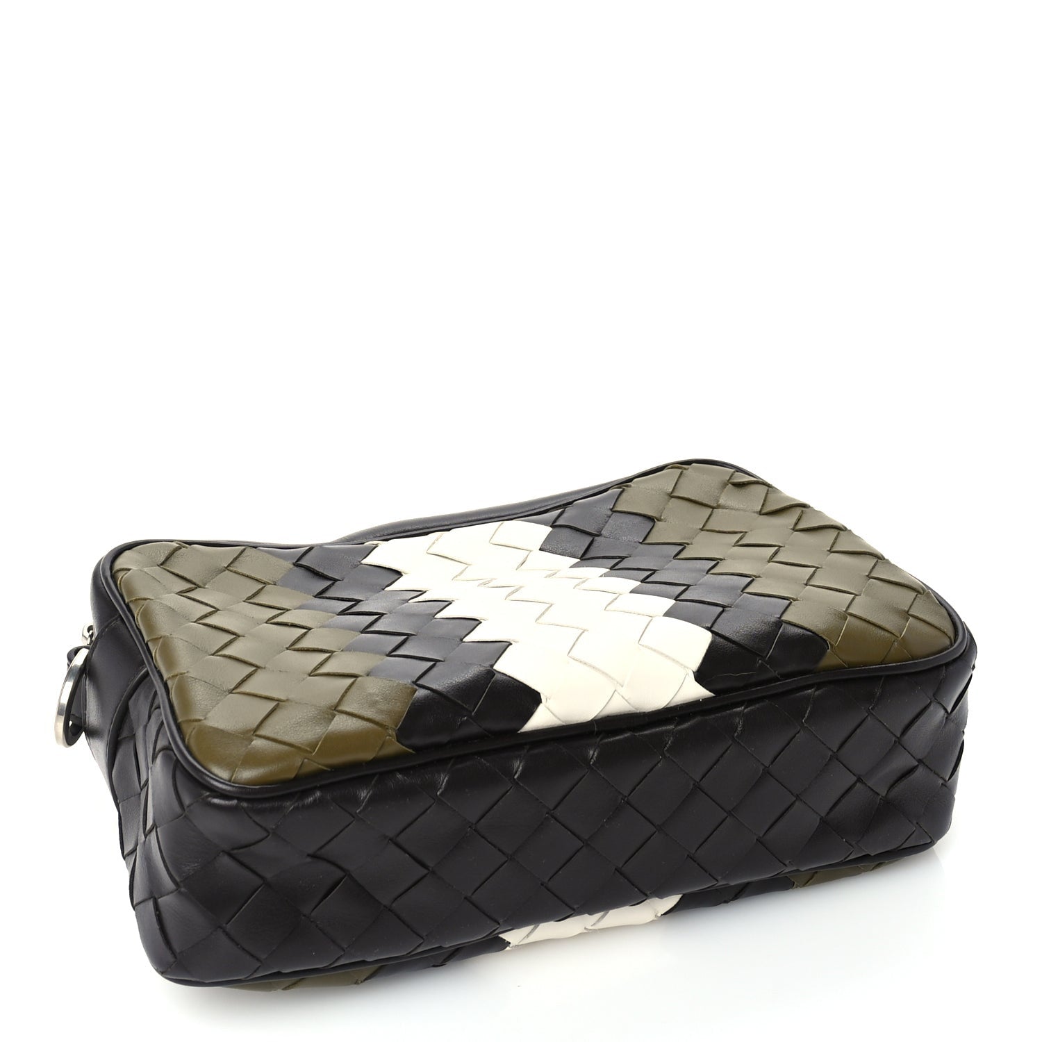 Bottega Veneta Calfskin Intrecciato Small Camera Bag Green Black White