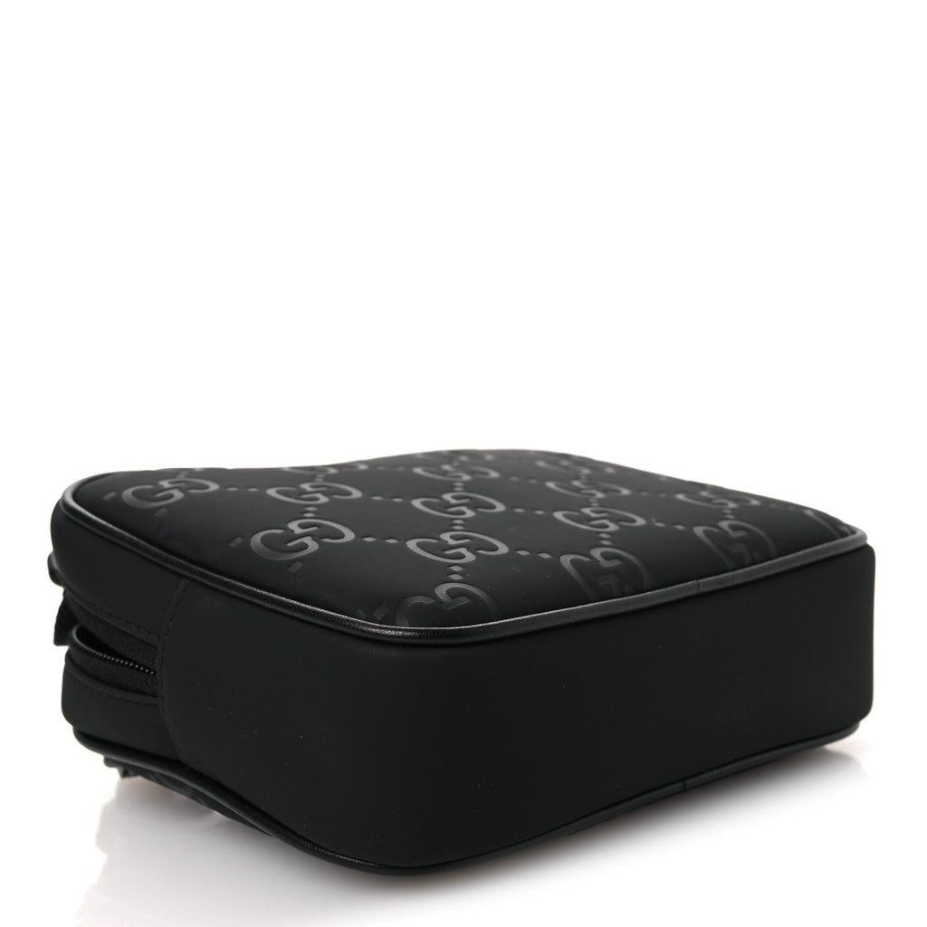 Gucci Rubber Effect Monogram GG Crossbody Bag Black
