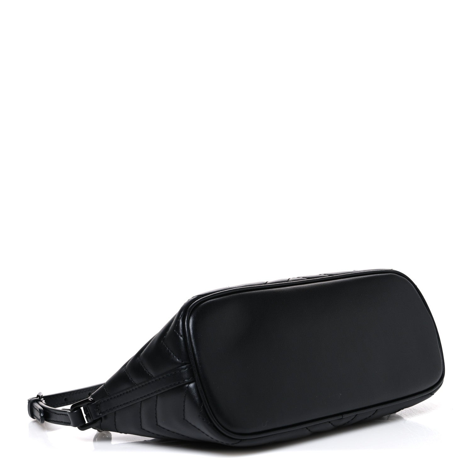 Gucci Calfskin Matelasse Chevron Monochrome GG Marmont Sling Shoulder Bag Black