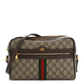 Gucci GG Supreme Monogram Web Small Ophidia Shoulder Bag Brown