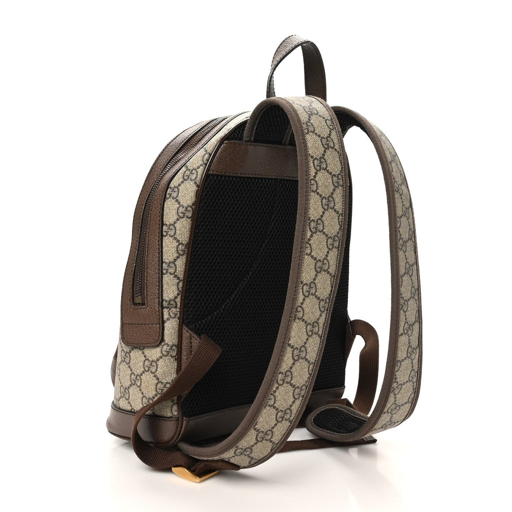 Gucci GG Supreme Monogram Calfskin Web Small Ophidia Day BackpacK Beige Ebony New Acero