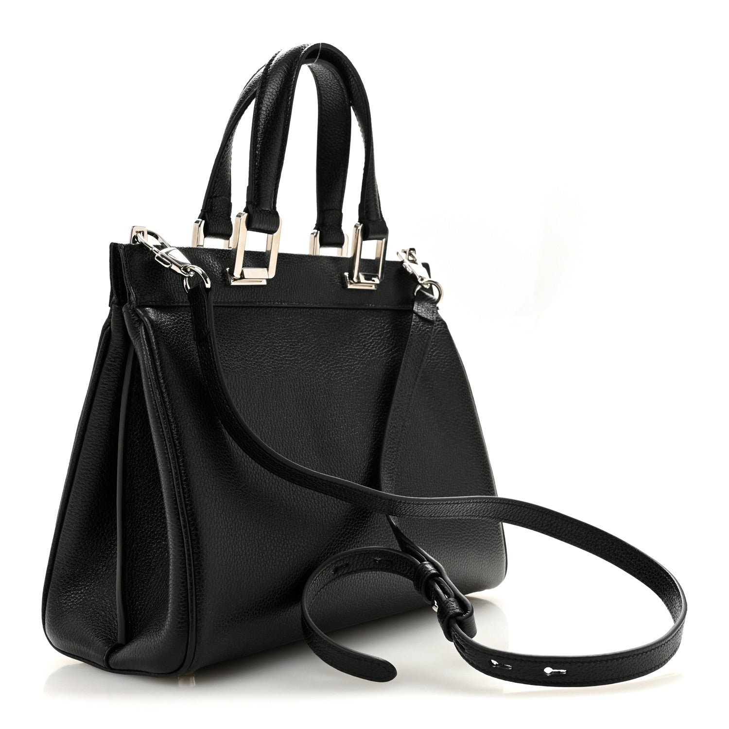 Gucci Grainy Calfskin Small Zumi Top Handle Bag Black