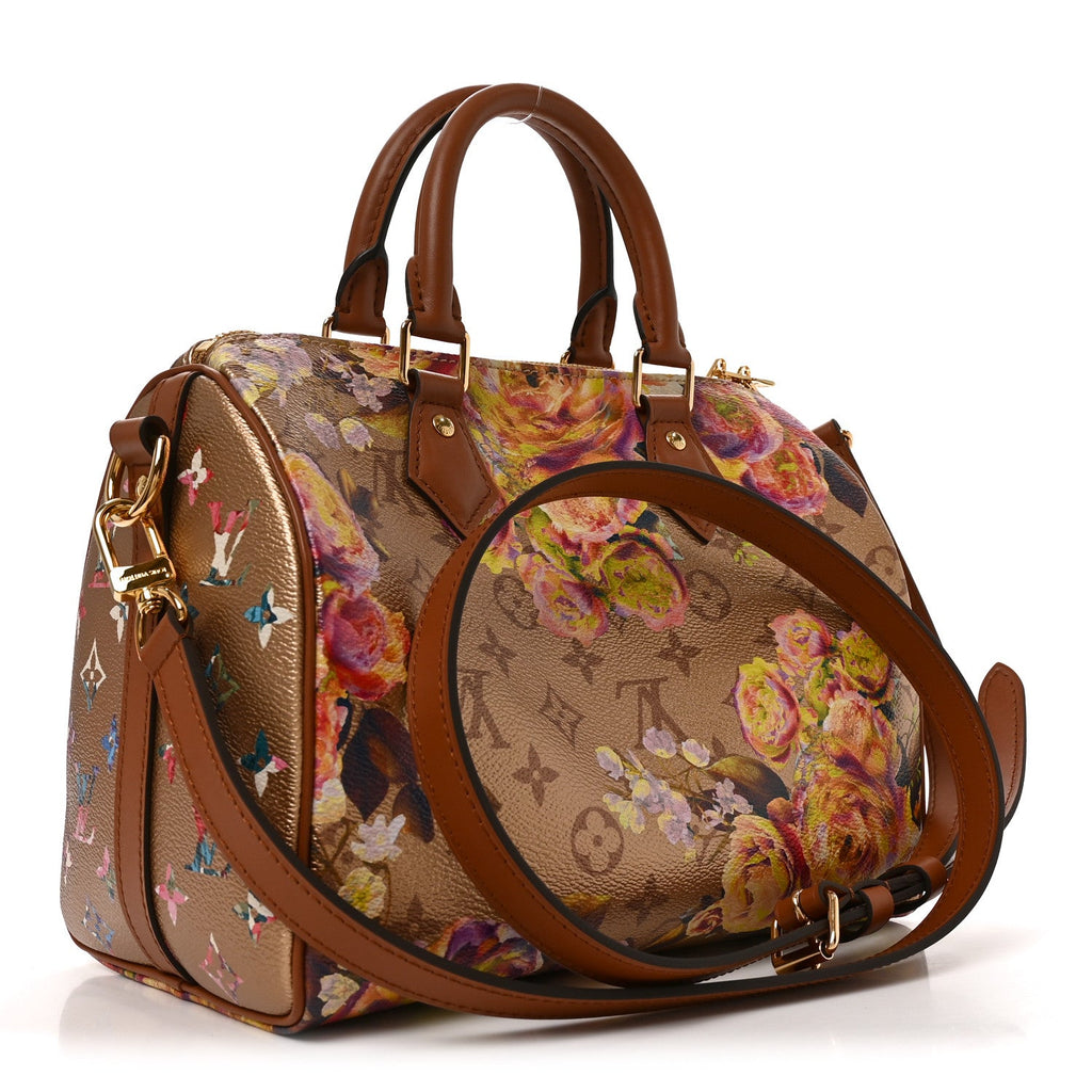 Louis Vuitton Metallic Monogram LV Garden Speedy Bandouliere 25 Gold