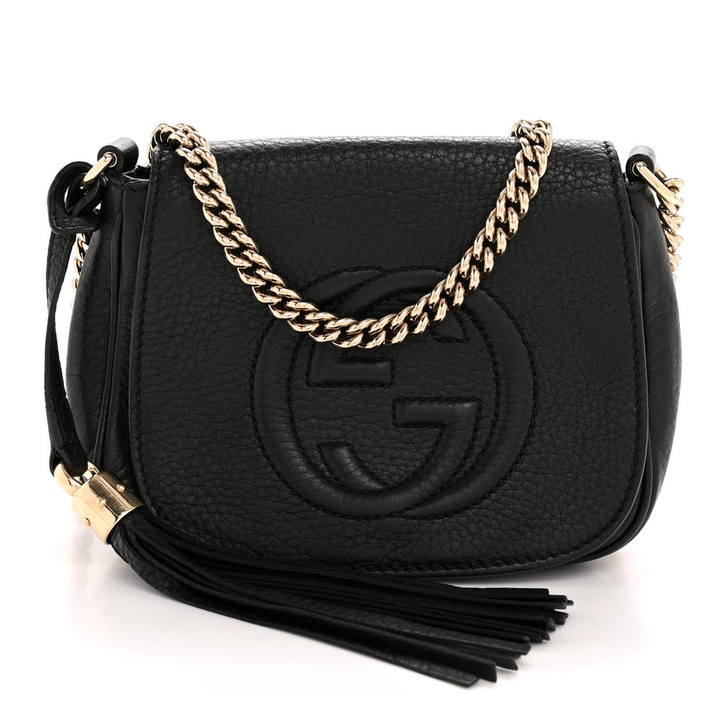 Gucci Pebbled Calfskin Small Soho Flap Crossbody Black