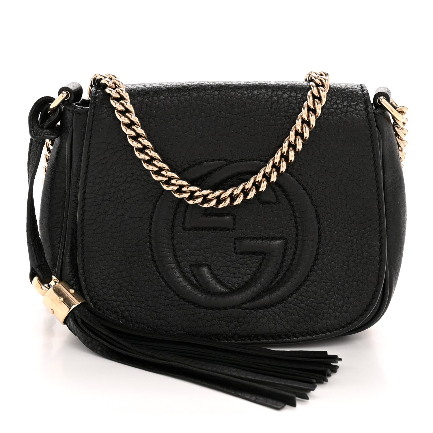 Gucci Pebbled Calfskin Small Soho Flap Crossbody Black