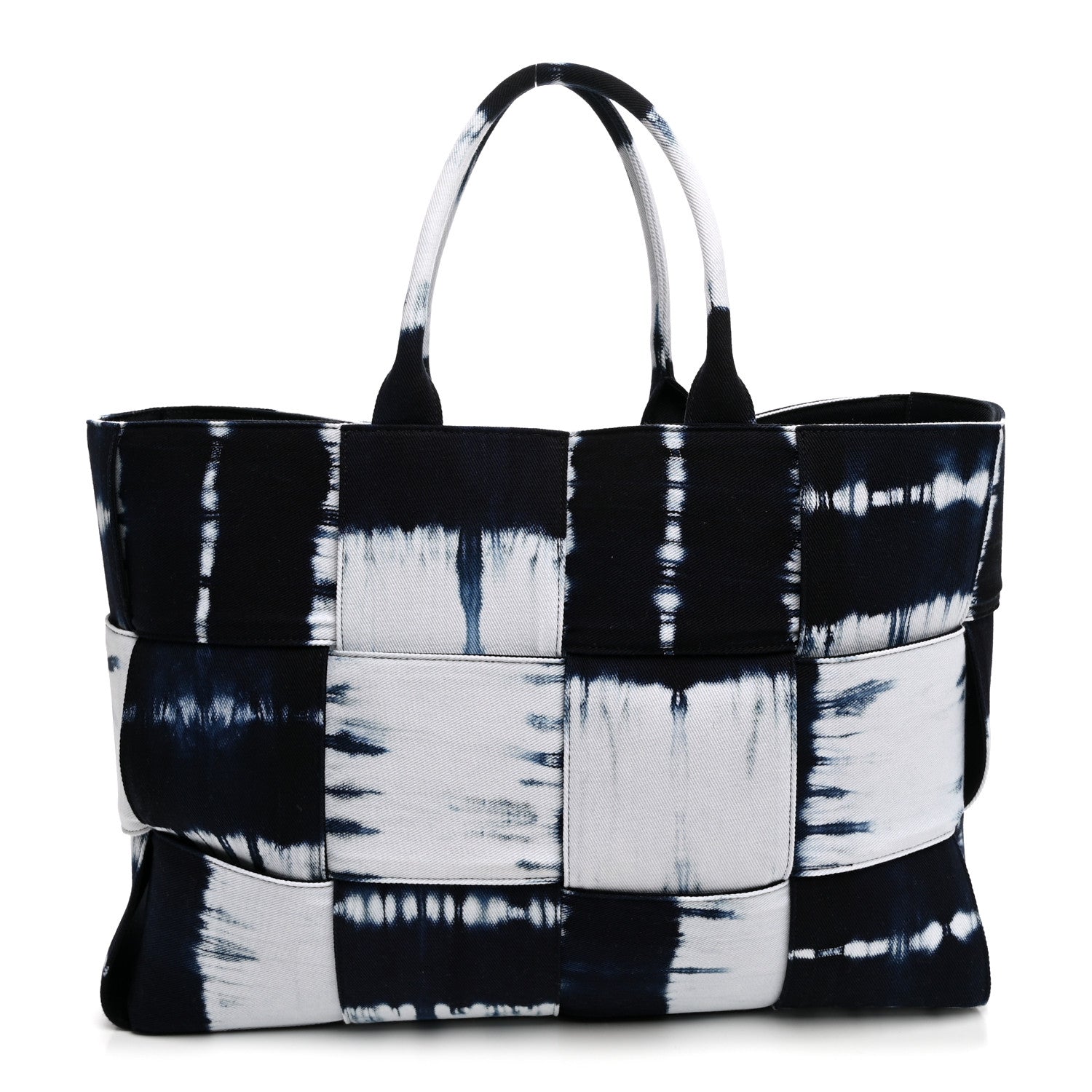 Bottega Veneta Denim Tie Dye Maxi Intrecciato Large Arco Tote Navy White