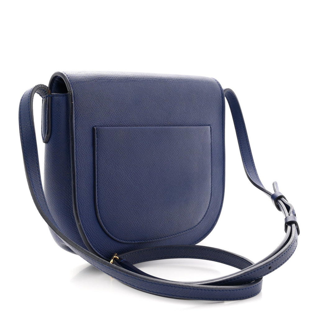 Celine Grained Calfskin Small Trotteur Indigo