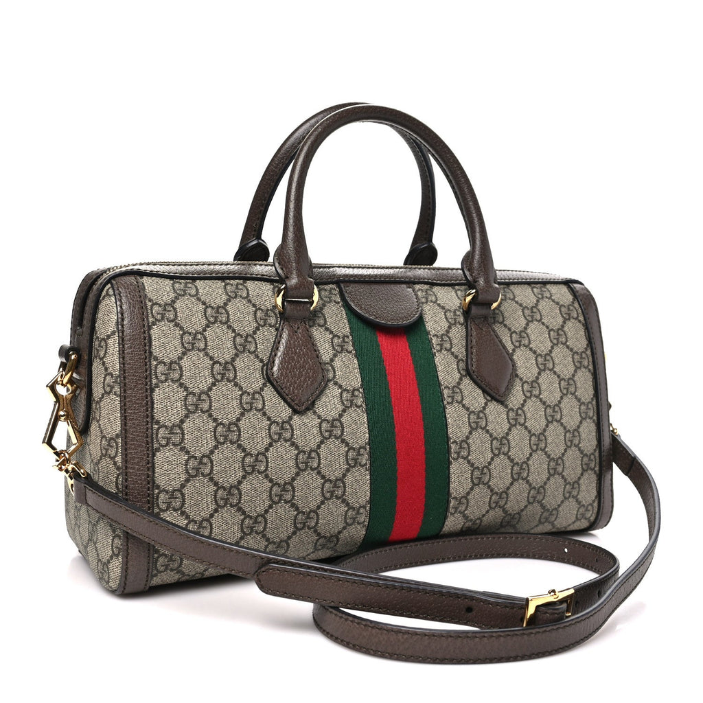 Gucci GG Supreme Monogram Web Medium Ophidia Boston Brown