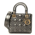 Dior Metallic Lambskin Cannage Small My ABCDior Lady Dior Dark Silver