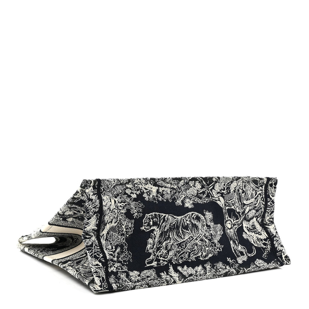 Dior Canvas Embroidered Large Toile De Jouy Reverse Book Tote Blue
