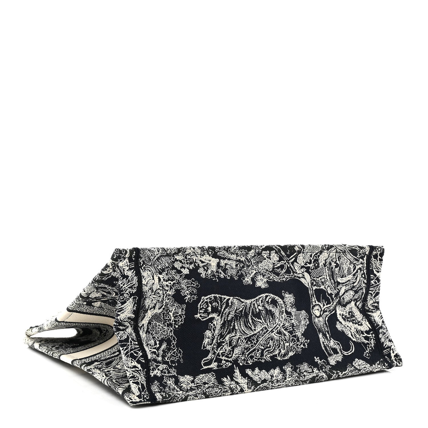 Dior Canvas Embroidered Large Toile De Jouy Reverse Book Tote Blue
