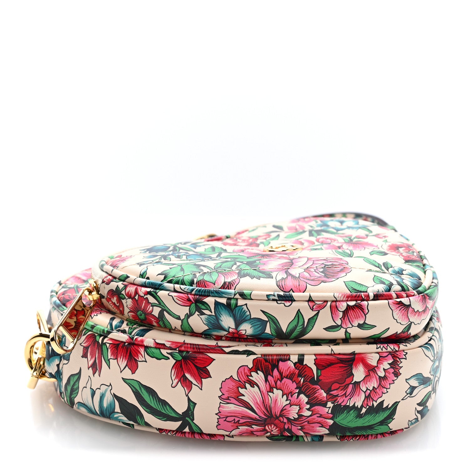 Gucci Calfskin Brit Roses Print Matelasse Diagonal Mini Interlocking G Heart Shoulder Bag Multicolor Multicolor