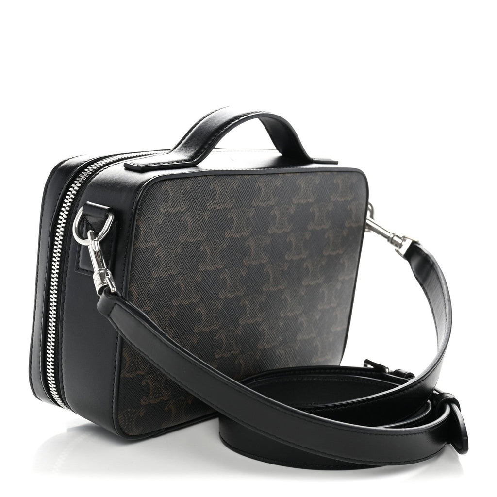 Celine Triomphe Canvas Top Handle Messenger Box Black