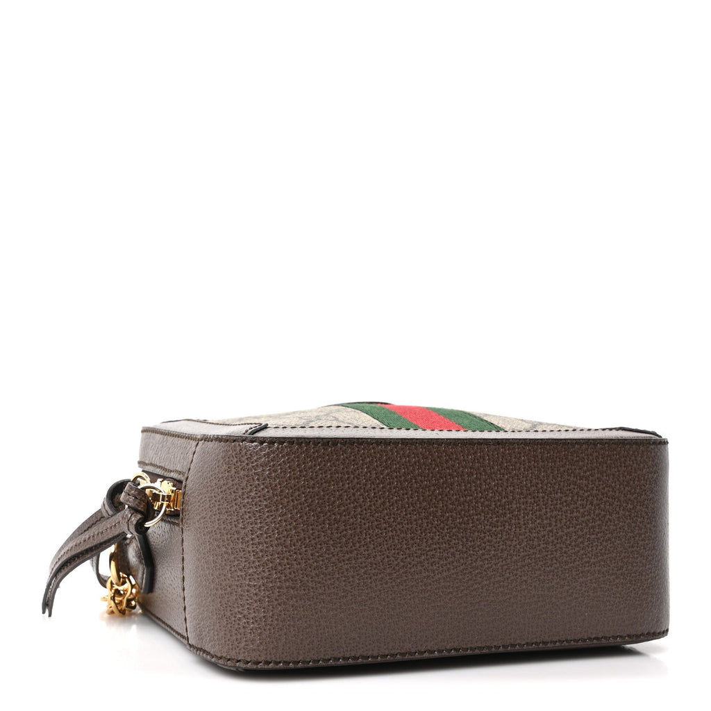 Gucci GG Supreme Monogram Mini Ophidia Top Handle Shoulder Bag Brown