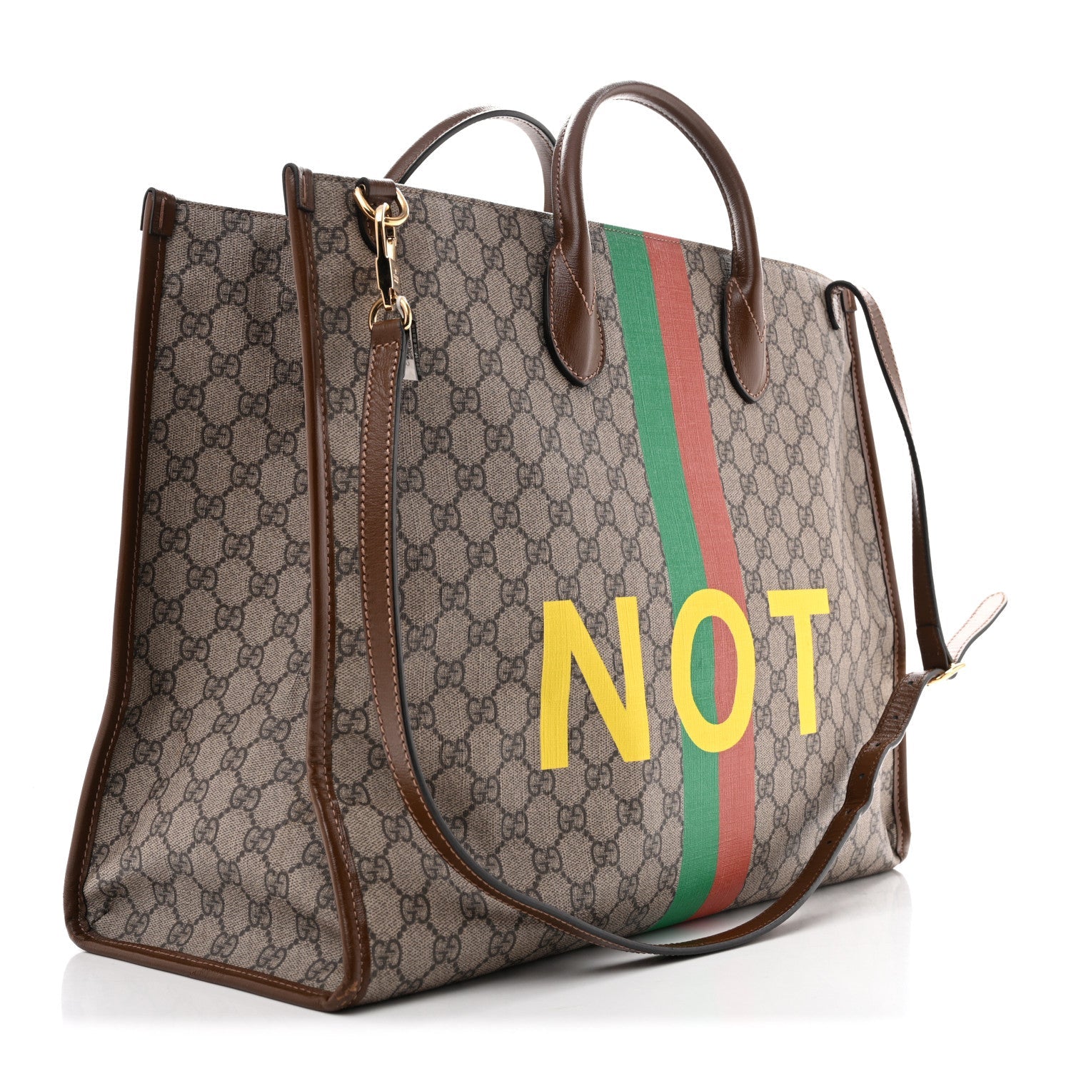 Gucci GG Supreme Monogram Fake/Not Large Retro Interlocking G Tote Bag Beige Brown Sugar