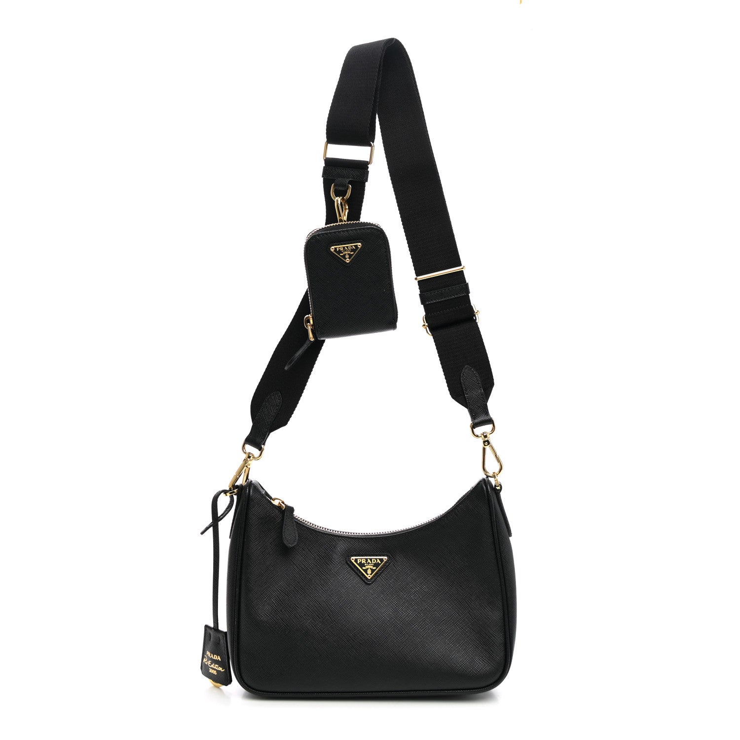 Prada Saffiano Lux Re-Edition 2005 Shoulder Bag Black