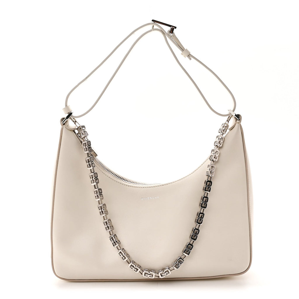 Givenchy Small Moon Cut Out Shoulder Bag Ivory front view