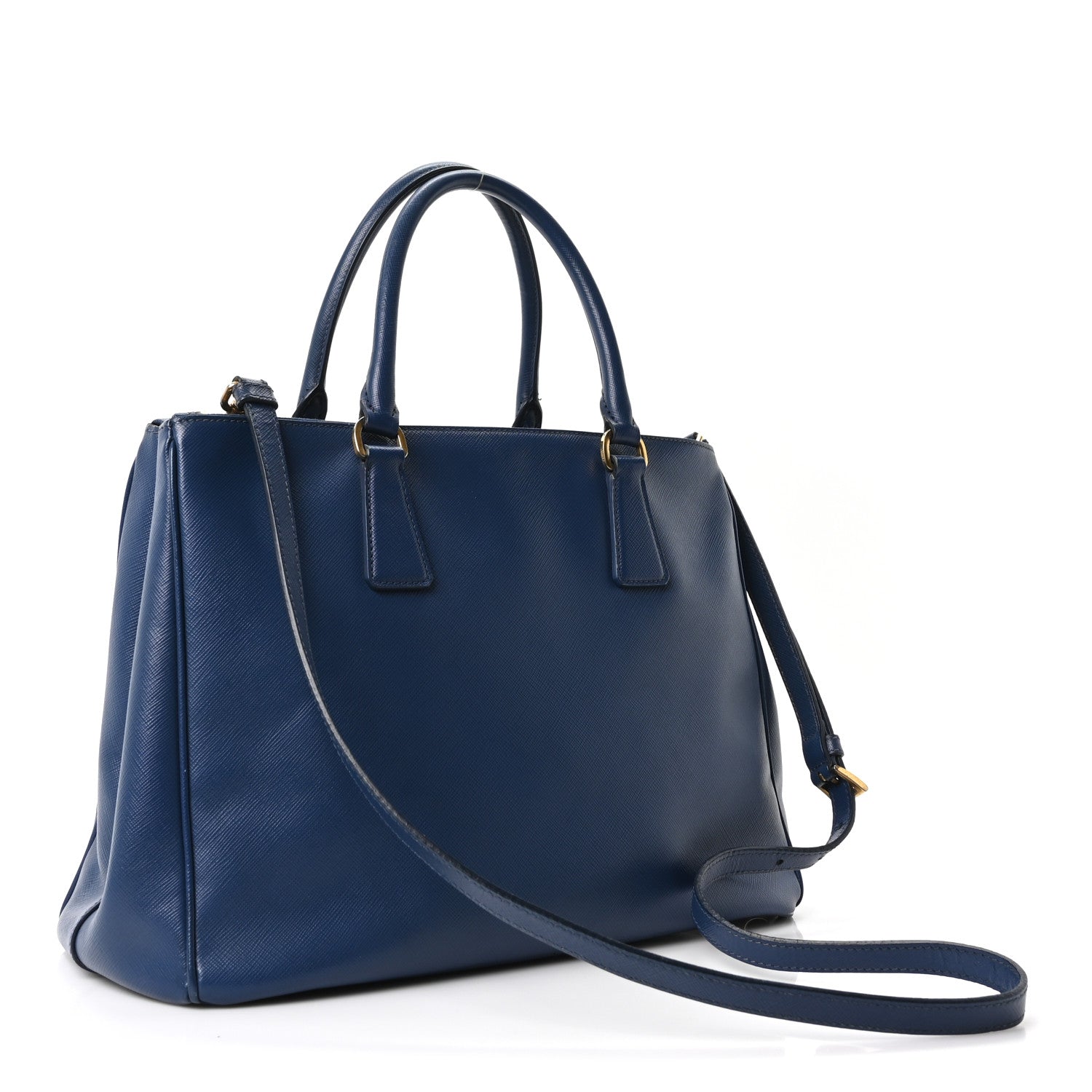 Prada Saffiano Lux Medium Galleria Double Zip Tote Blue