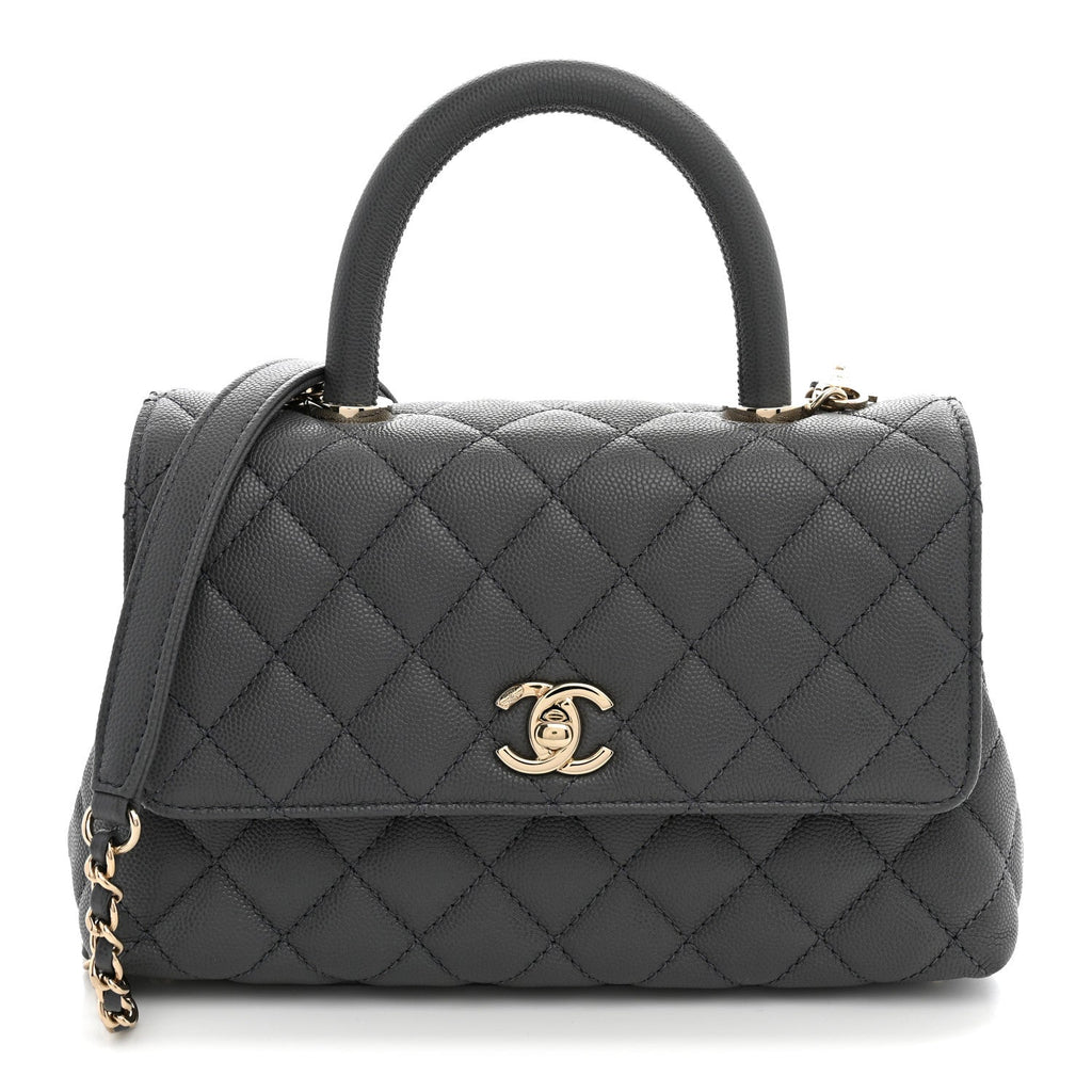 Chanel Caviar Quilted Mini Coco Handle Flap Grey