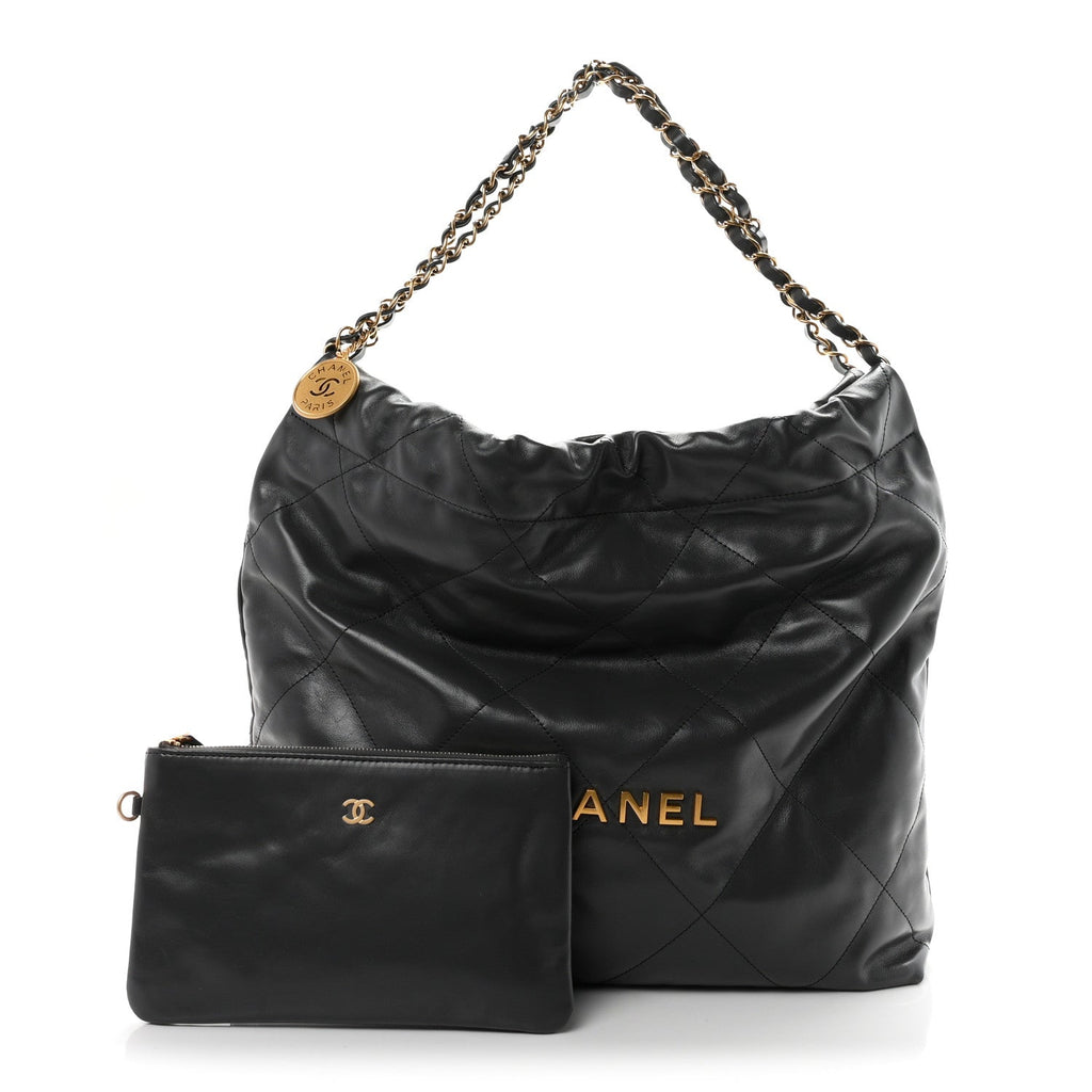 Chanel Shiny Calfskin Quilted Chanel 22 Dark Grey